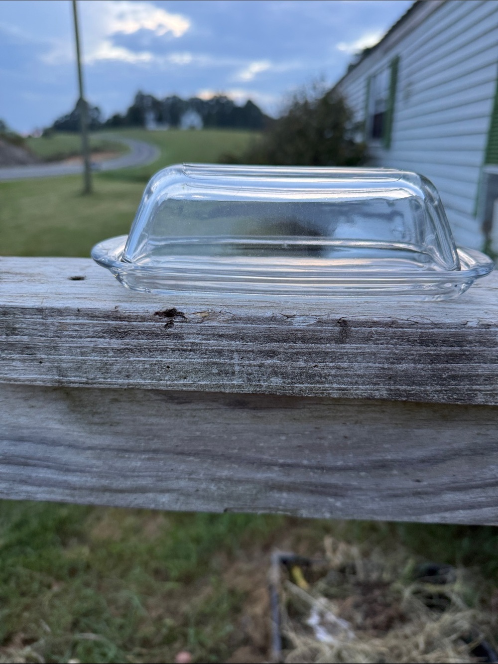 Anchor Hocking Clear Glass Butter Dish with Lid vintage country chek